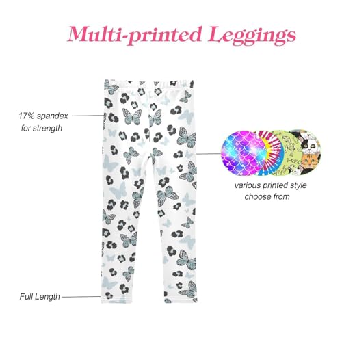 CaTaKu Girls Leggings Wild Leopard Butterfly Leggings for Girls Kids Athletic Workout Yoga Pants Size 4-10T4
