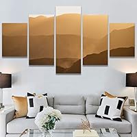 SIGNWIN 5 Panel Canvas Wall Art Orange Sunset for Home Decorations Ready to Hang - 60