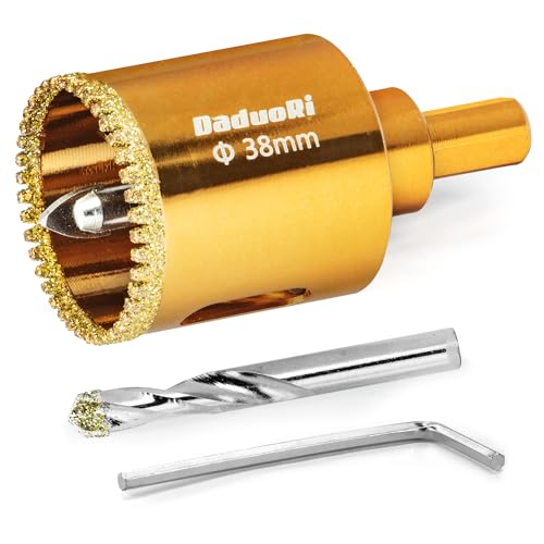 Image of 1-1 /2 inch Serrated Diamond Hole Saw with 2Pcs Removable Pilot Bits, Easy-Align for Precise Drilling in Porcelain, Ceramic, Granite, and Marble (1.5 inch Countertop Drill Bit)