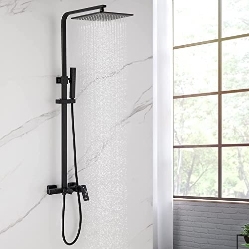 Système de douche or brossé pour baignoire avec pomme de pluie encastrée 10 pouces