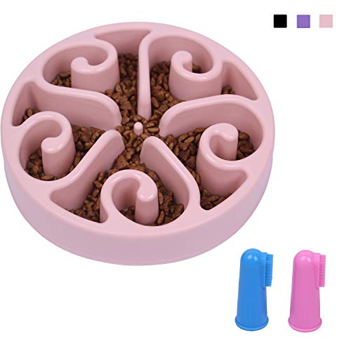 GRULLIN Futternapf für Hunde, Labyrinth-Design, verhindert Erstickungsverdauung, interaktiv, ungiftig, umweltfreundlich, spiralförmig, Rutschfeste Unterseite, für Hunde, Rose