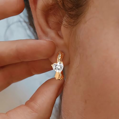 FETTERO Gold Hoop Earrings for Women, 14K Gold Plated Open C Shape Hoops Lightweight Chunky Gold Earrings, Hypoallergenic Gold Earrings for Women Ear Piercing Jewelry Gifts