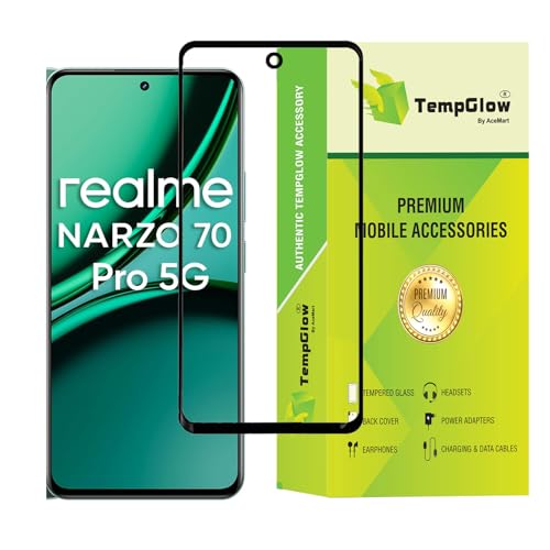 Image of Screen Protector for Realme 12 Plus 5G | Realme Narzo 70 Pro (Black) Tempered Glass Edge-to-Edge 6D Screen Guard With Installation Kit