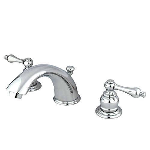 Kingston Brass KB971AL Victorian Widespread Lavatory Faucet with Metal lever handle, Polished Chrome 8-Inch Adjustable Center