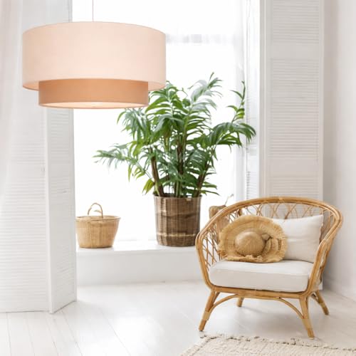 Image of AKWAY Tejas Jute Hanging Lamp | Boho Ceiling Lamp for Bedroom, Living Room | Natural Jute Pendant Light | Perfect for Living Room, Dining Room or Office Lighting 12 Dia x 8 Height