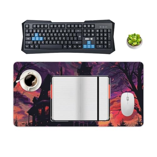Black Haunted House Desk Pad Large protector de escritorio miniatura 4