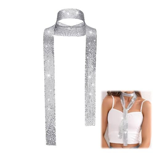 LBJFYHJN Bufanda plateada brillante, bufanda de lentejuelas