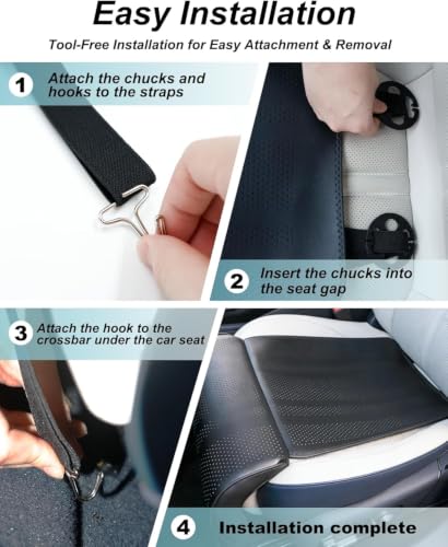 Image of Car Seat Extender Leg Support Cushion for Long Drives | Memory Foam Thigh Support Pad for Car & Office Chair | Reduces Knee & Leg Pain | Universal Fit (Black)