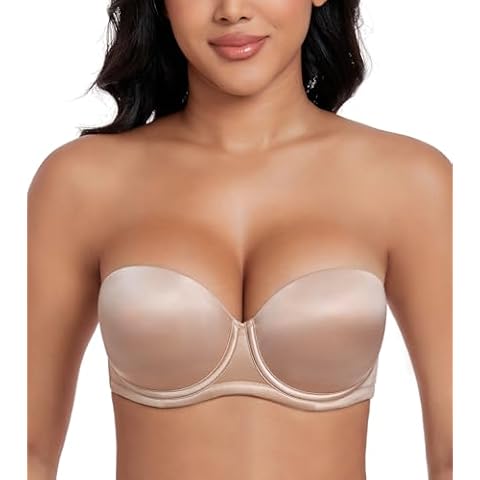 DotVol Women's Multiway Push Up Convertible Underwire Strapless Bra Thick Padded Everyday Bra(Beige,36B) Cover
