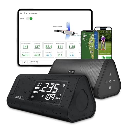 SLX Hybrid Launch Monitor - Effectively Track Your Ball Speed Club Speed Distance and Smash Factor - Portable Golf GPS Device via Bluetooth Golf Radar Swing Speed Trainer (Pro)