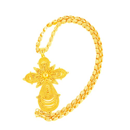 18K Gold Plated Ethiopian Cross Pendant with Ethiopian Eritrea Items Pendant Necklace for men women3