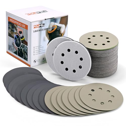 Disque abrasif 125mm POLIWELL lot de 120 papiers de verre 8 trous grain 320 à 3000