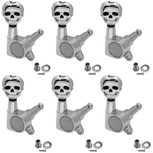 Clés d'accordeur crâne argent 6R parfaites pour jouer du rock sur scène