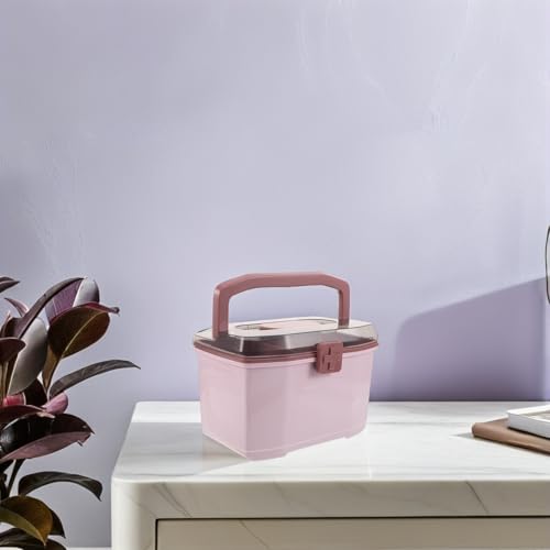 Boîte à remède portable et étui compact rose avec rangement compartimenté - 3