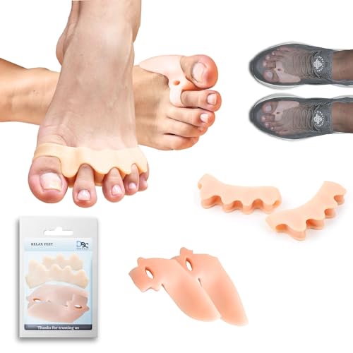 RELAX FEET Separador de Dedos y Corrector de Juanete | 2 pares 4 uds| Recupera la movilidad de tus pies y mejora la estabilidad | Almohadilla metatarsiana para calzado | Alivio Instantáneo del dolor