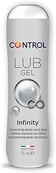 Control Lub Infinity - Gel Lubricante de Larga Duración - 75 mililitros - Base silicona - Compatible con Preservativo - Hipoalergénico - Sin azúcar - No mancha - Color Transparente