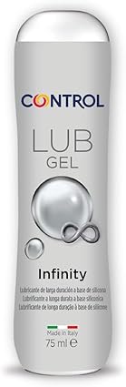 Control Lub Infinity - Gel Lubricante de Larga Duración - 75 mililitros - Base silicona - Compatible con Preservativo - Hipoalergénico - Sin azúcar - No mancha - Color Transparente