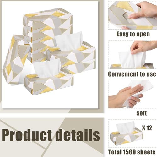 Image of Yinder 12 Packs Back to School Facial Tissue Boxes 1560 Sheets Soft Facial Tissue Bulk for Teacher Classroom School 2 Ply 130 Sheets Travel Tissues for Home Office Car Kitchen Wedding(Modern)