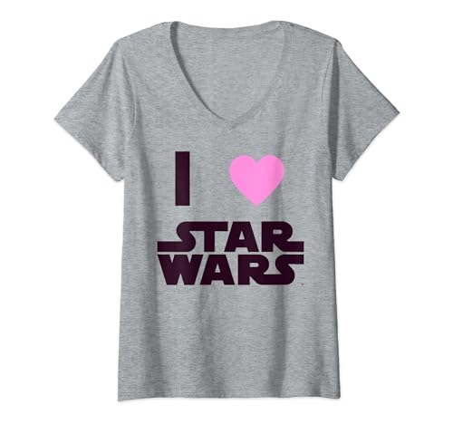 T-shirt Star Wars pour femme avec col en V et motif imprimé