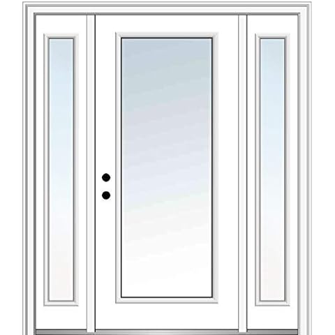 National Door Company Z029464R Steel, Primed, Right Hand In-Swing, Exterior Prehung Door, Full Lite 36"x80" with 14" Sidelites Cover