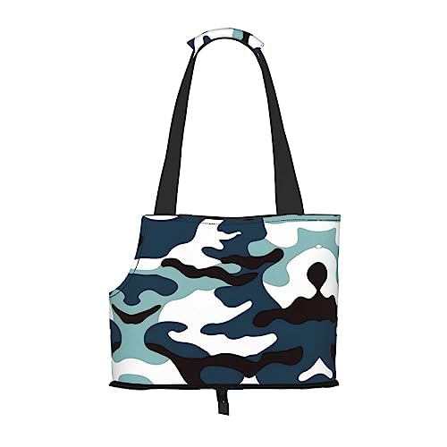Marine Camouflage Pet Tote Bag - Waterproof and Wear-Resistant Portable Shoulder Bag for Small Dogs and Puppies