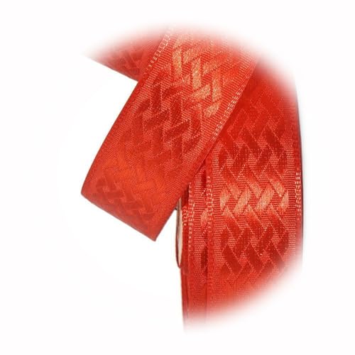 Image of The New 10 Yards Red Basketweave Embossed Satin Ribbon 7/8" W Perfect for Crafting, Gift Wrapping, and Decorating Ribb1w01397