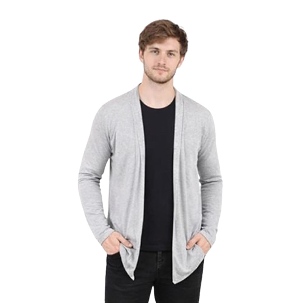 Men Solid Open Front Cardigan Shrug | Full Sleeve Casual Slim Fit Winter Wear for Daily & Office Use-image-47