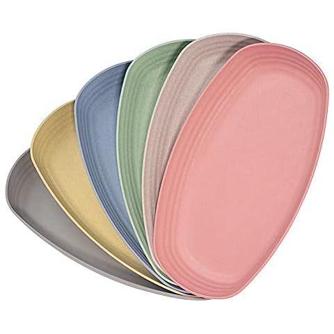 Hobein 6 Stück Teller, 29 cm 6 Farben mikrowellen- und spülmaschinenfest, leicht Cover