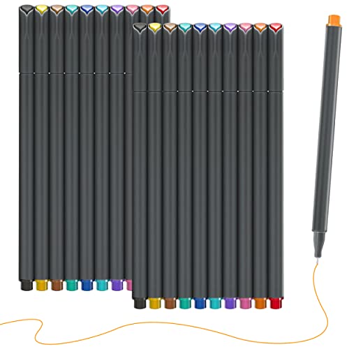 Mylifeunit Colored Pens, 20 Pieces 0.4 Mm Fine Liner Pens Set For Writing, Sketching, Drawing And Journaling, 10 Assorted Colors #TOP20