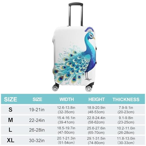 Cartoon Blue Peacock Luggage Cover Travel Suitcase Covers for Luggage Elastic Carry on Luggage Covers for Suitcase Tsa Approved Washable Luggage Sleeve Protector Fits 18-32 Inch XL2