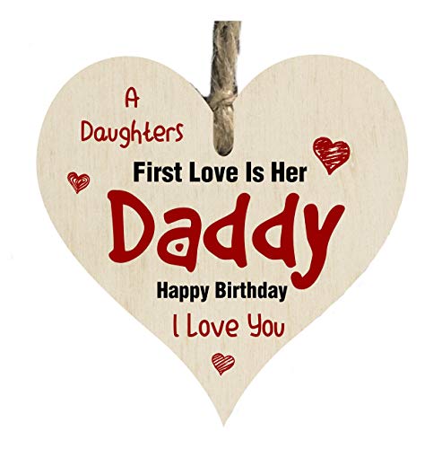 de sticker studio ltd Dochter Eerste Liefde Papa Gelukkige Verjaardag Quote Houten Hart Vorm Plaque Gift Sign Card htc107