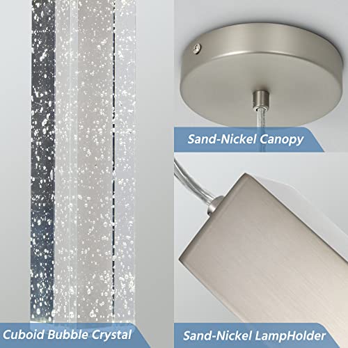 Huong Son Modern Led Bubble Glass Pendant Light, Brushed Sand-Nickel Pendant Lighting 4000K, Adjustable Mini Contemporary Pendant Light Fixtures, Gu10 Bulb Included, 1-Light #TOP3