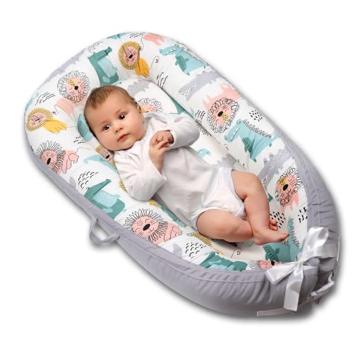 Image of AOBABY Baby Lounger, Premium Breathable Cotton Newborn Lounger for Baby Sensitive Skin, Adjustable Infant Lounger Seat for Tummy Time & Play, Shower Gift Essential(Crocodile)