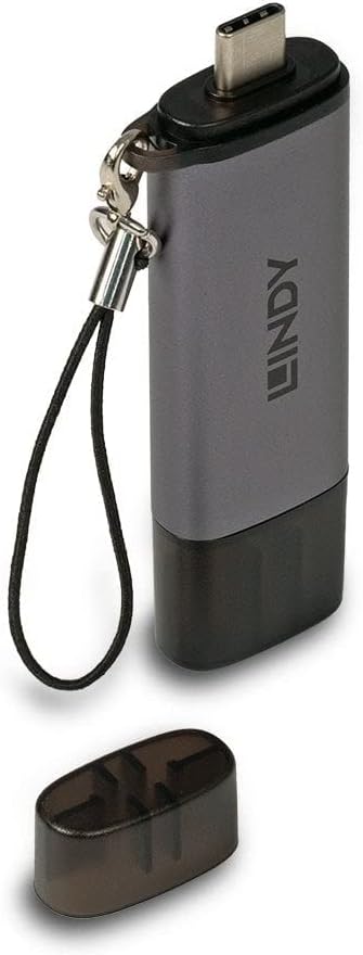 LINDY 43335 USB 3.2 Type C & A SD/MicroSD Card Reader