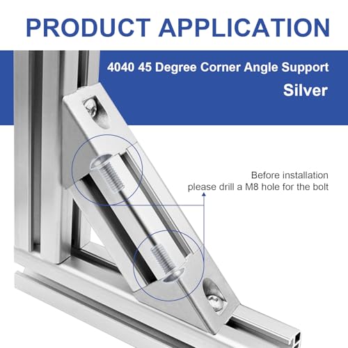 Image of 12pcs 4040 45 Degree Inside Corner Angle Support Bracket, 40x40 Aluminum Extrusion Connector Hardware Accessories T-Slot V-Slot Silver