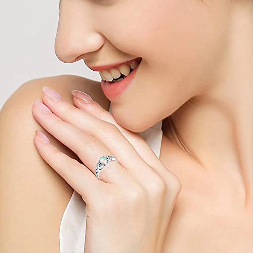 Ameroden Celtic Knot Opal Stainless Steel Ring For Women Girls Band Jewelry Size 6 #TOP2