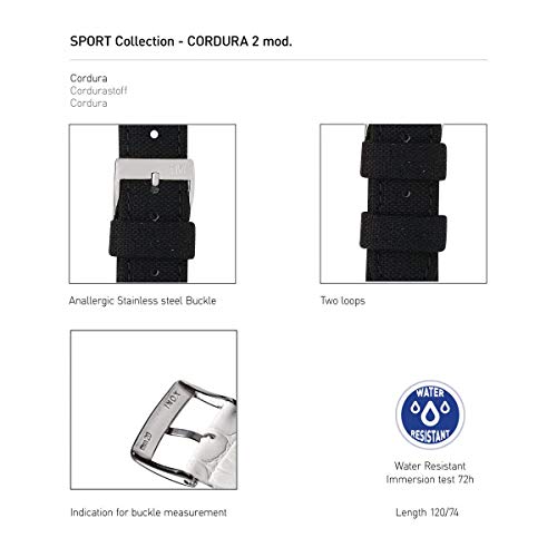 Morellato Męska bransoletka do zegarka, kolekcja SPORT, mod. Cordura/2, z tkaniny Cordura - A01U2779110, czarny, 24 mm, Pasek