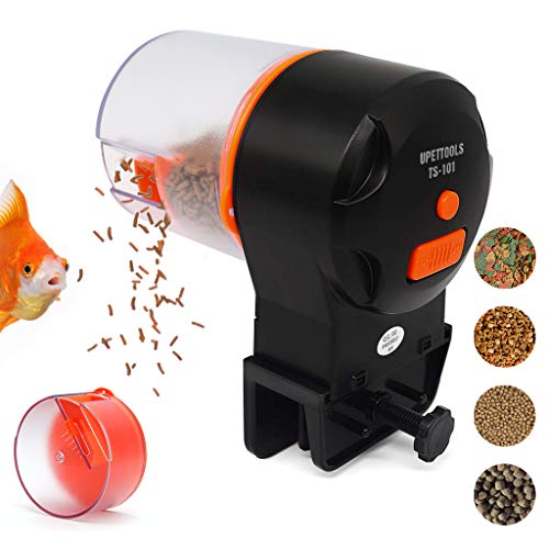 UPETTOOLS Fish Feeder, Aquarium Tank Automatic Timer Feeder with 2 Fish Food Dispensers Long Standby
