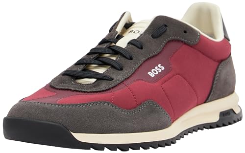 Image of BOSS Men's Zayn Low Profile Suede Leather Two Tone Sneaker