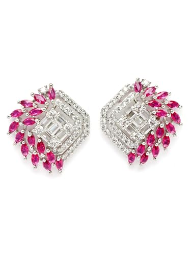 Image of Karatcart Women Green American Diamond Stud Earrings
