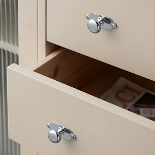 Image of Goo-Ki Chrome Plating Zinc Alloy Cabinet Large Knob with Backplate - Single Hole Center Cabinet Pull Hardware for Bedroom, Kitchen, 6 Pack（8611-G013）