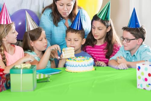 Image of Exquisite Lime Green Plastic 54x300in Tablecloth Roll, Heavy Duty Disposable, Waterproof, Built-in Cutter, 36 Rectangle Table Covers, All-Season