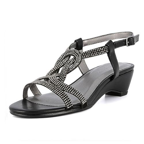 LONDON FOG Womens Macey Demi-Wedge Dress Sandals Black 6 M US