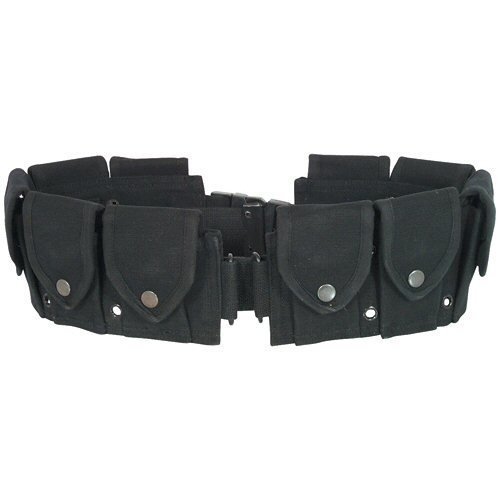Ultimate Arms Gear Tactical Stealth Black 10 Pocket Utility Pouch Cartridge Ammo Tool Heavy Duty Cotton Canvas Belt