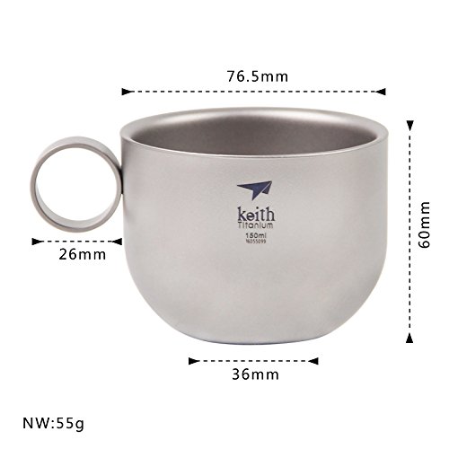 Keith Ti3601 Titanium Tea sets Coffee Cup Portable Titanium Outdoor Water Coffee Mug with Pot Spoon Set 150ml 105g - Image 3