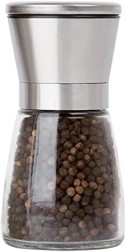 FETH YE WHOLESALE Spice Grinder with Glass Body and Stainless Steel Lid Salt Shaker Pepper Shaker Grinder 13cm, FT4344