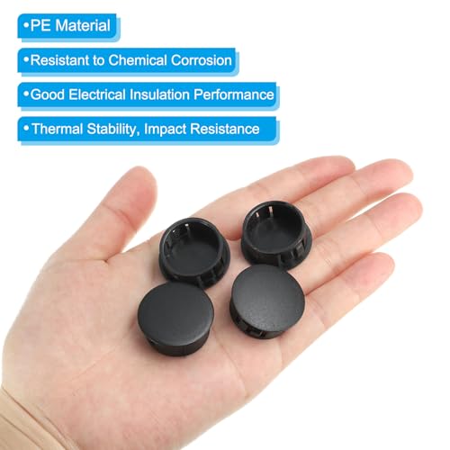 Image of PATIKIL 22mm (7 /8 inch) Plastic Hole Plugs, 30Pcs Flush Type Round Hole Plugs Cover Snap in Locking Hole Tube for Table Kitchen Cabinet Furniture, Black