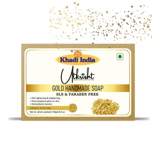 Image of Khadi Gold Handmade Bathing Soap Bar 125g | Natural & Herbal | Glowing & Brightening Skin | Deep Cleansing & Nourishing | For Natural Glow & Radiant | All Skin Types | Men & Women
