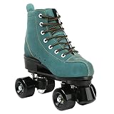 YYW Roller Skates for Women High Top Suede Roller Skates Shiny Light Up Four Wheels Double Row Rolle