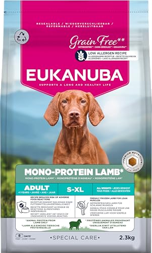 Eukanuba Mono- Protein Lamm Hundefutter- Special Care Trockenfutter mit nur Lamm als tierischem Protein, allergenarme Rezeptur, 2, 3 kg